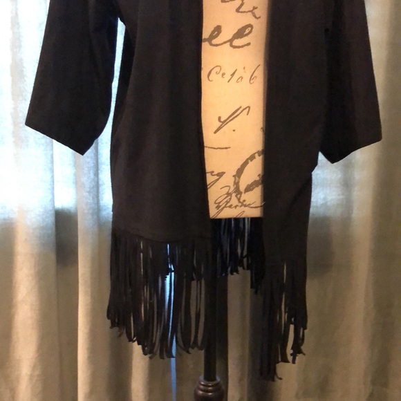 Express drop shoulder short-sleeved fringe jacket - Picture 2 of 2